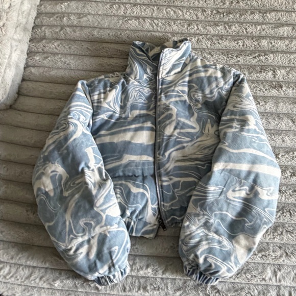 Fashion Nova Jackets & Blazers - Blue and White Swirl Patterned Jacket